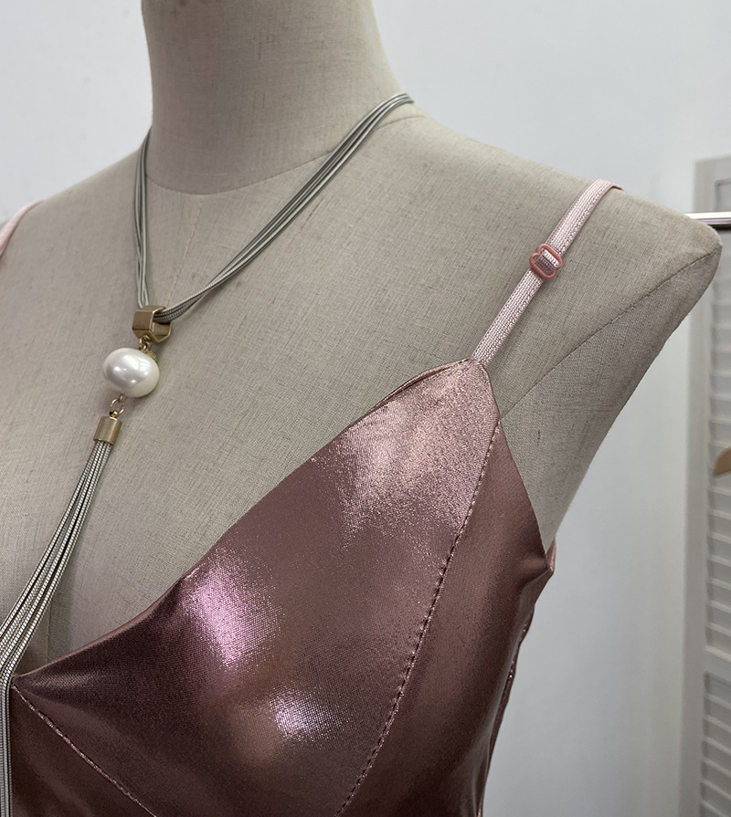 Sexy Liquid Metal Color Sling Dress with Chest Pad Dress