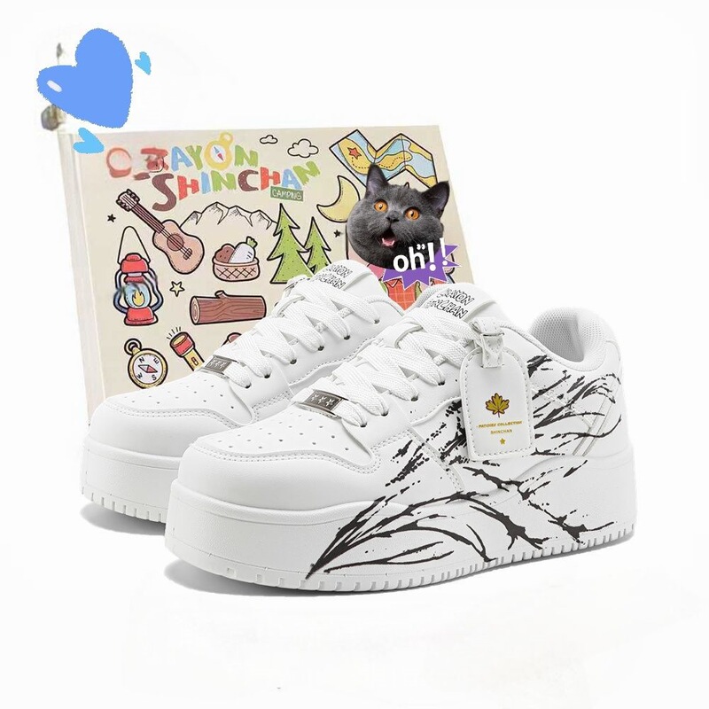 Crayon Shin-chan graffiti casual trendy non-slip shock-absorbing lightweight height-increasing sneakers for men and women, couple's shoes Crayon Shin-chan graffiti casual trendy non-slip shock-absorbing lightweight height-increasing sneakers for men and women, couple's shoes