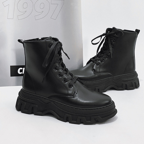 New Men's Martin Boots British Style Motorcycle Boots High Top Leather Trendy Forest Perennial Men's Boots Large Size