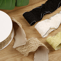 Ruffled Polyester-Cotton Wave-Edge Ribbon, Korean-Style Bow for DIY Hair Accessories, Claw Clips, and Fashion Accessories like Shoes, Flowers, Hats, and Belts
