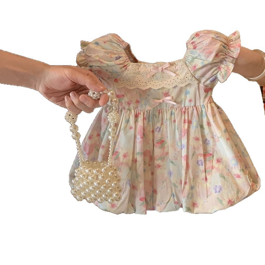 Vestido floral de siete niñas de limón salado, estilo de verano, nuevo estilo de vacaciones, niña, bebé, dulce falda de estilo occidental, un año