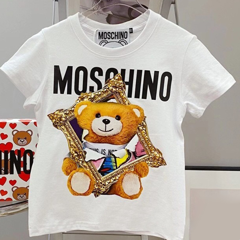 クロスボーダーヨーロッパとアメリカのトレンドブランド春夏新作ラウンドネックプルオーバー親子ベアTシャツ半袖カップルスタイル|undefined