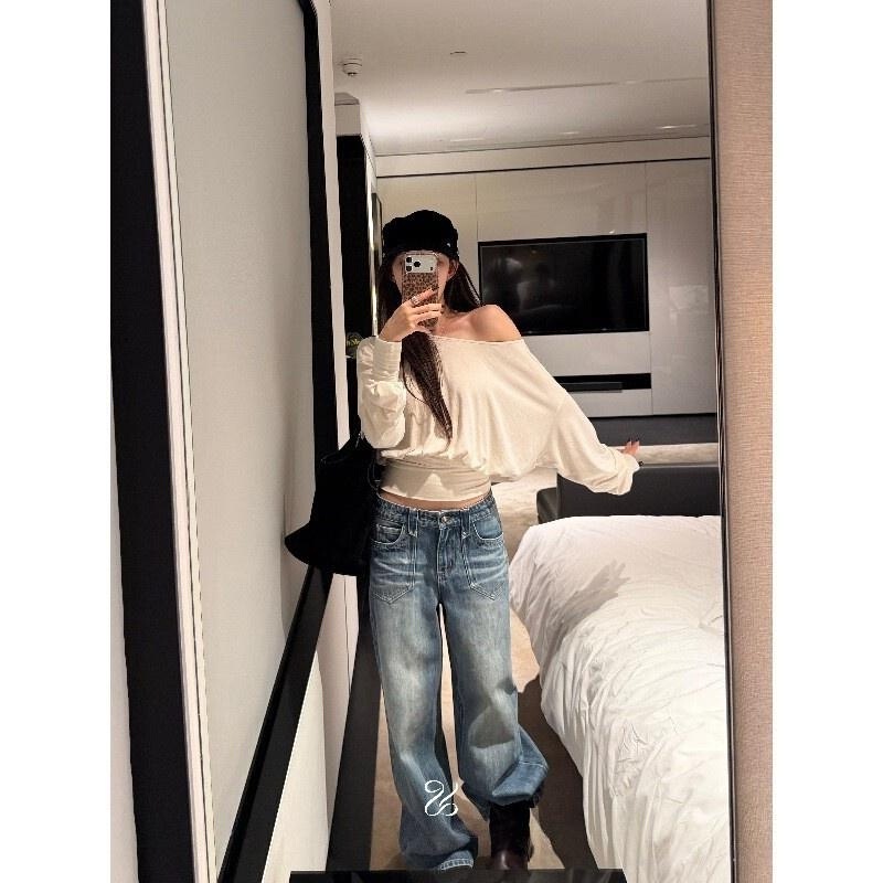 SUN11【Flip-Over Wide-Leg Jeans】Stylish Wide-Leg Denim Pants for Women, Light Blue Loose Straight-Leg Trousers for Autumn SUN11【Flip-Over Wide-Leg Jeans】Stylish Wide-Leg Denim Pants for Women, Light Blue Loose Straight-Leg Trousers for Autumn