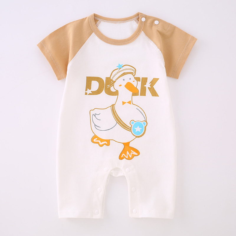 baby jumpsuit summer short sleeve thin cotton newborn clothes baby crawling suit butt wrap clothes class a jumpsuit