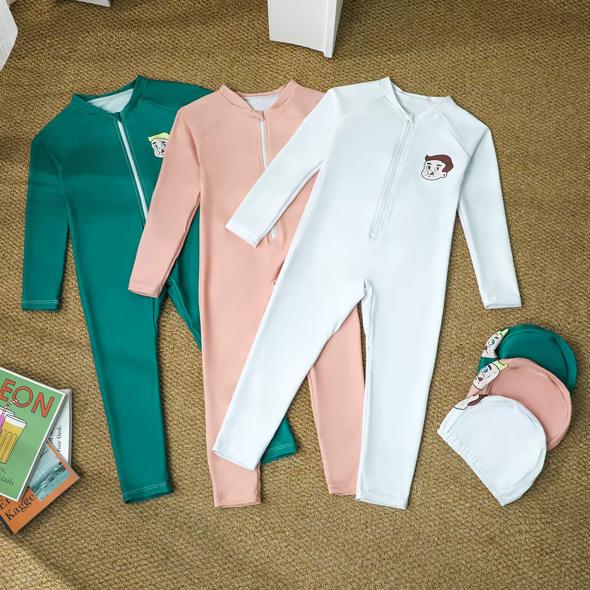 儿童泳衣女孩长袖长裤速干宝宝游泳衣连体跨境可爱中大童儿童泳装