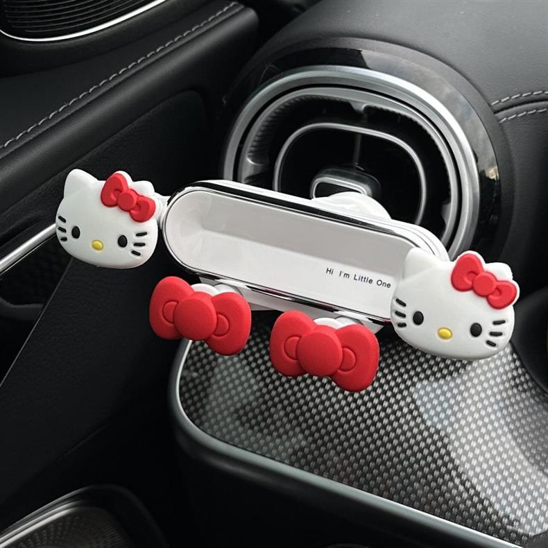 Kt Cat Car Phone Holder Navigation Cute Car Interior Air Vent Decoration Collection Car Fixed Support Stand