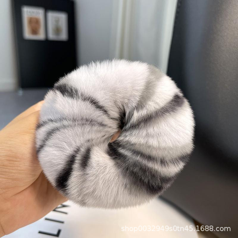 韓国版のシンプルなリアルレッキスラビットのぬいぐるみヘアゴム、キュートなポニーテールヘアゴム、ネットセレブのフレンチスタイルのかわいいぬいぐるみヘアアクセサリー|undefined