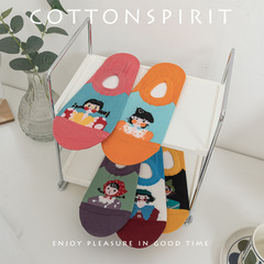 Women's boat socks, anti-slip, non-falling, summer thin invisible shallow mouth, cute cartoon girl avatar socks, women's socks