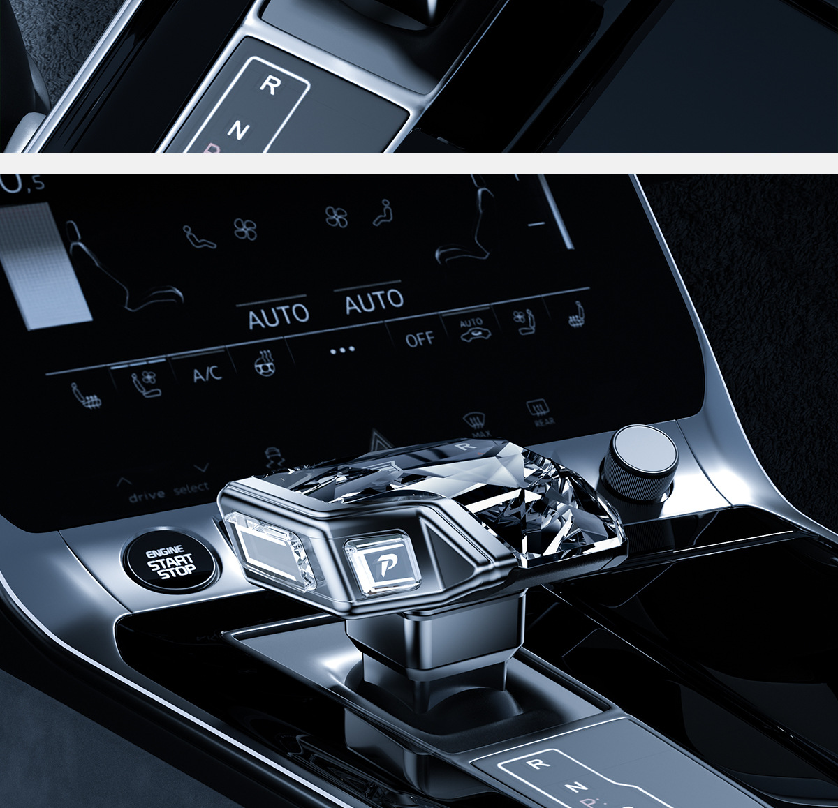 Suitable for Cadillac Ct5 Ct6 Xt5 Xt4 Xt6 Crystal Gear Shift Knob Modification for Aircraft and Yacht Style Gear Shift Head