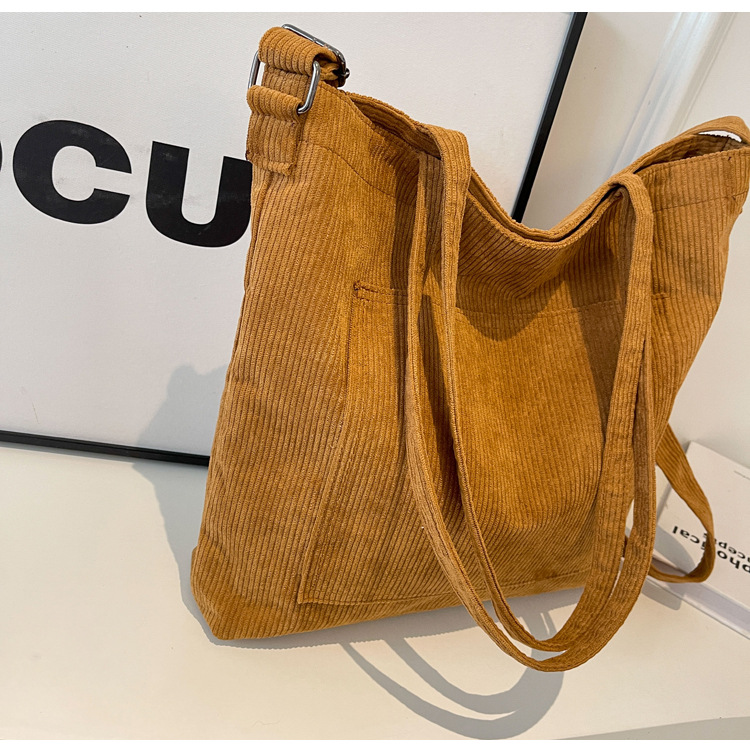 New Korean-style simple large-capacity handbag, casual corduroy single-shoulder bag, versatile travel light crossbody bag wholesale undefined
