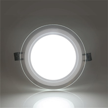5个起批嵌入式LED玻璃面板灯30W圆形天花筒灯分段三色变光开孔205