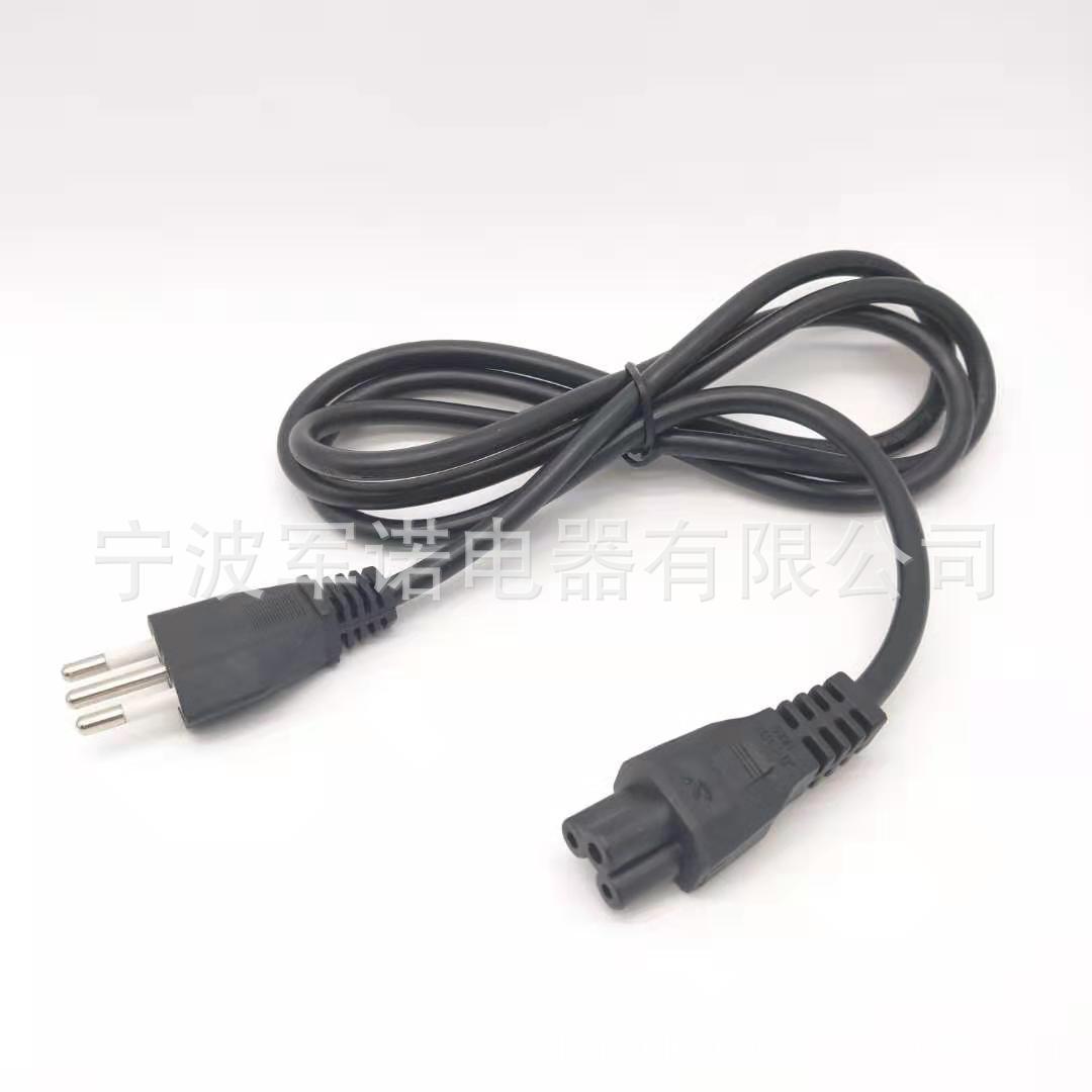 电源线厂家供应意大利三脚电源线带梅花尾 意大利插头电源线