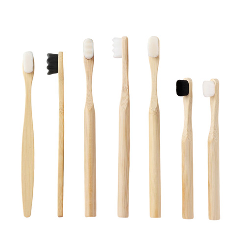 Bamboo Toothbrush Homestay Hotel Bamboo Charcoal 10,000-Hair Toothbrush Round Handle Paint-Free Foreign Trade Disposable Hotel Toothbrush