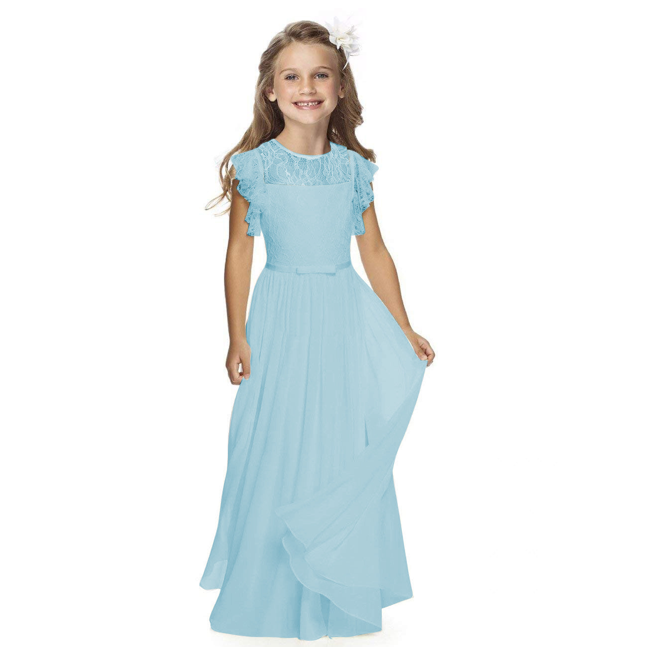 Comercio exterior transfronterizo europeo y americano de ropa infantil, vestidos de boda para niños, vestido largo de princesa de gasa para niña de las flores de Amazon para cumpleaños y actuaciones.