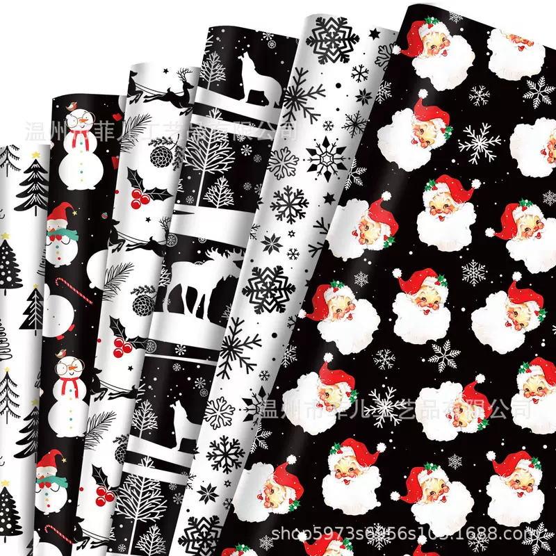 Черная и красная рождественская подарочная декоративная бумага, подарочная коробка бумага, бумага с снежинкой для внешнего оформления подарка
