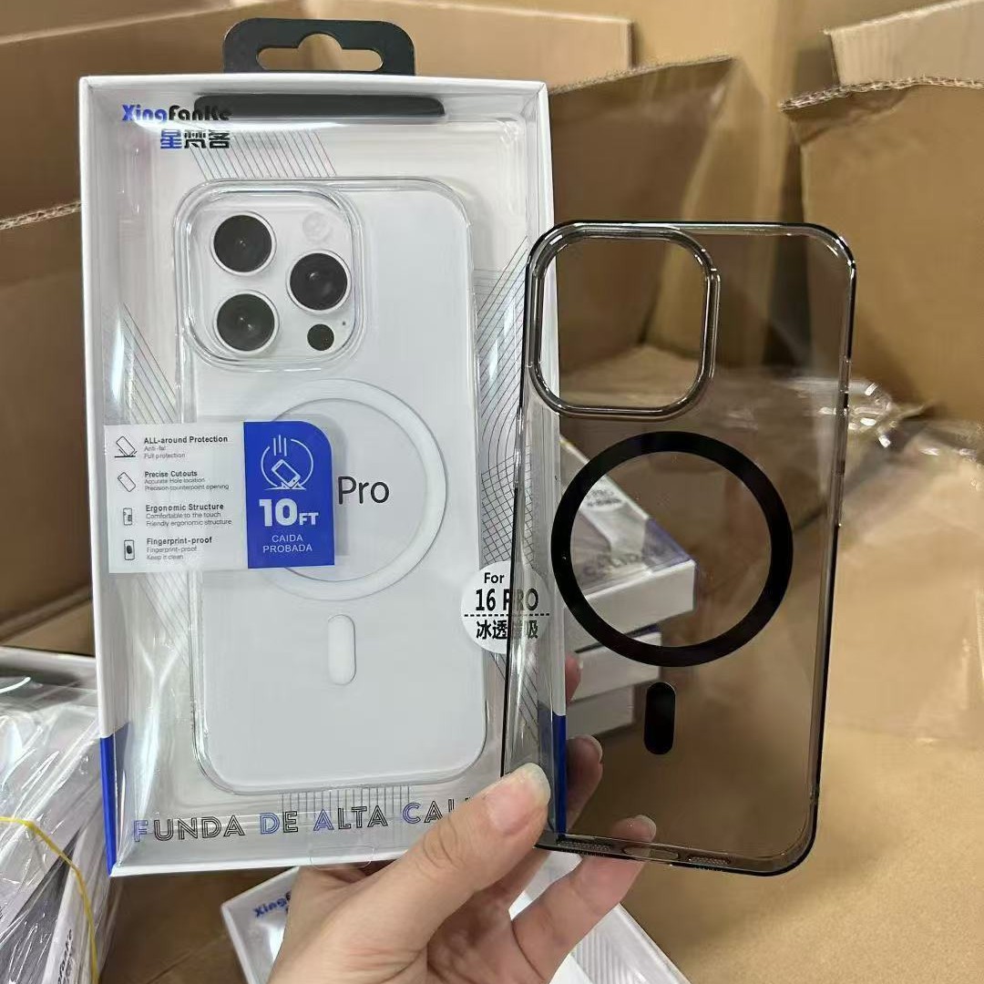 Suitable for Iphone17Promax Transparent Magnetic Phone Case, Huawei Mate80/Xiaomi17 Ice-Clear Pc Hard Case