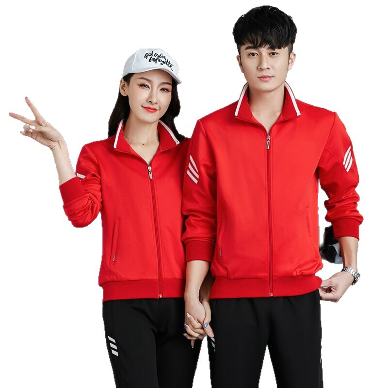 Trajes deportivos transfronterizos de tres barras para hombres primavera y otoño parejas corriendo ropa deportiva casual para mujeres grandes grupos de moda image 6