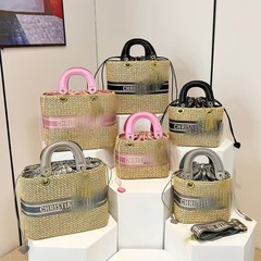Bags2025女性バッグ新型クロスボーダー対外貿易草編みバッグ女性夏斜め掛け高級感百合ハンドバッグ