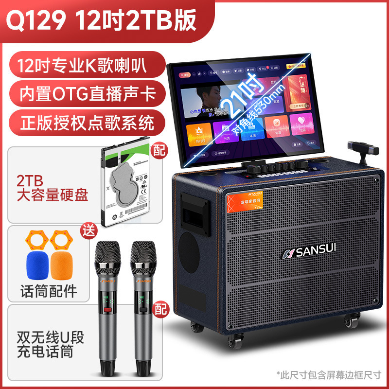 批发山水Q129户外移动广场舞音响带显示屏重低音卡拉ok一体机蓝牙|undefined