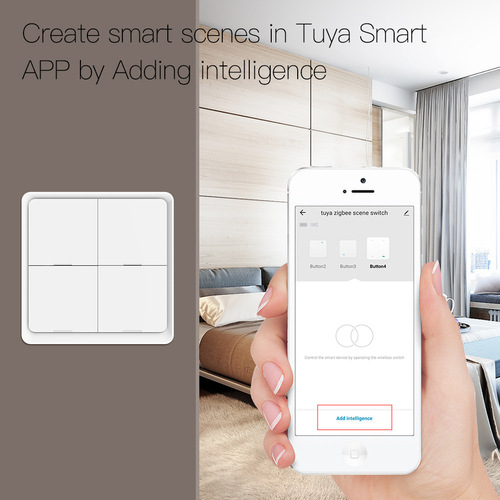 zigbee Tuya Smart Home Scene Switch Wireless 4-button App Timing Scene Smart Switch with Free Sticker