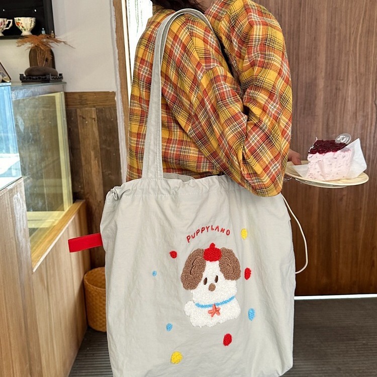 4931 Korean Style Ins Cute Versatile Shoulder Bag Travel Canvas Bag Large Capacity Student Class Work Clothing Bag for Women