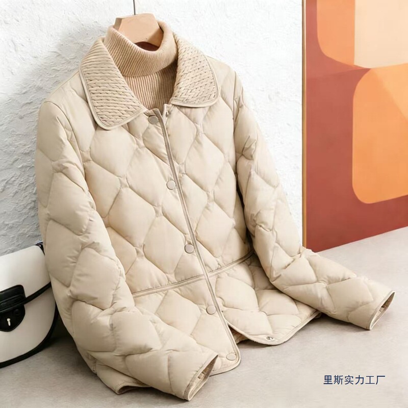 Spring New Cotton Jacket, Casual and Versatile, with a Turn-Down Collar, in Off-White, Light Brown, and Black