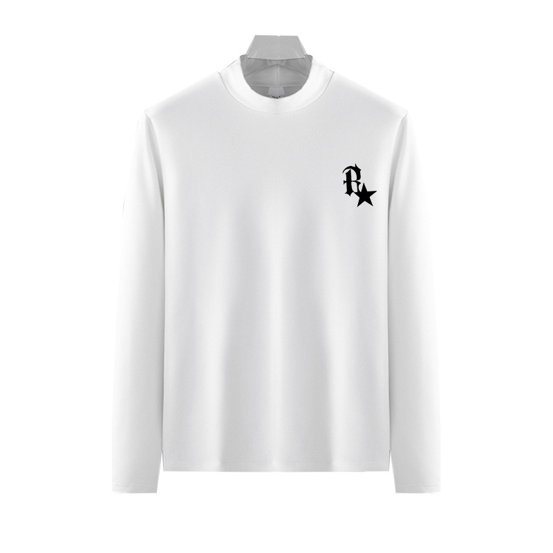 Directo de fábrica de color puro simple de gama alta de terciopelo a prueba de frío cálido medio cuello alto ropa interior hombres otoño camiseta superior