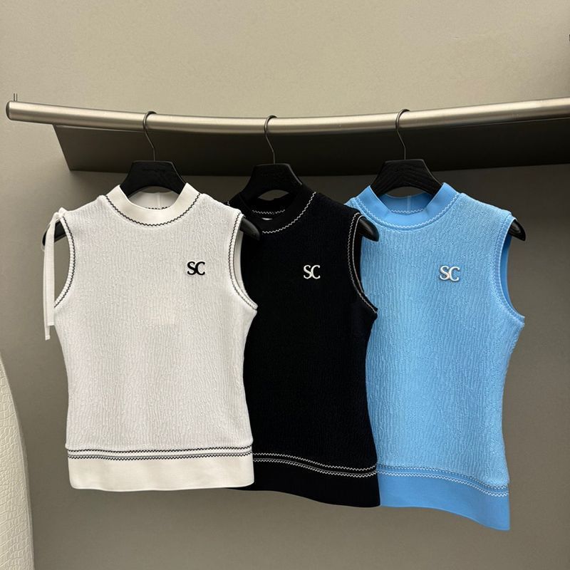 Korean Women's New Golf Vest Top, Simple and Versatile, Sports Outdoor Thin Sleeveless Knitwear