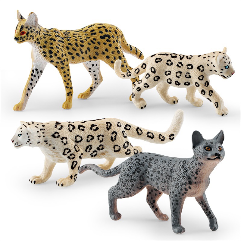 Simulación transfronteriza bosque animal modelo de leopardo ciencia y educación para niños cognición nieve leopardo gato leopardo decoración de escritorio juguete
