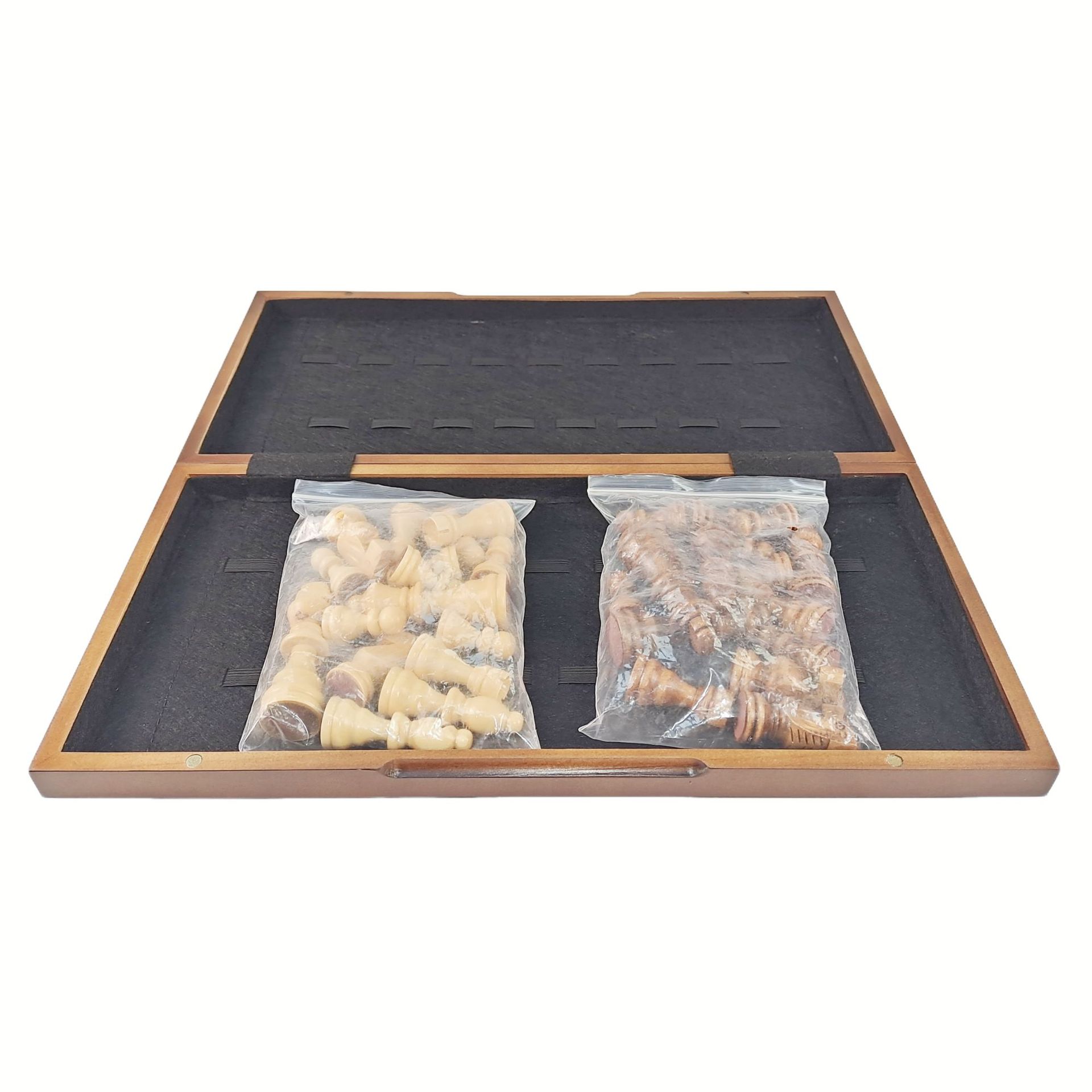 Juego de ajedrez de madera maciza de madera tablero de ajedrez de madera plegable portátil con tablero magnético juego de rompecabezas para niños