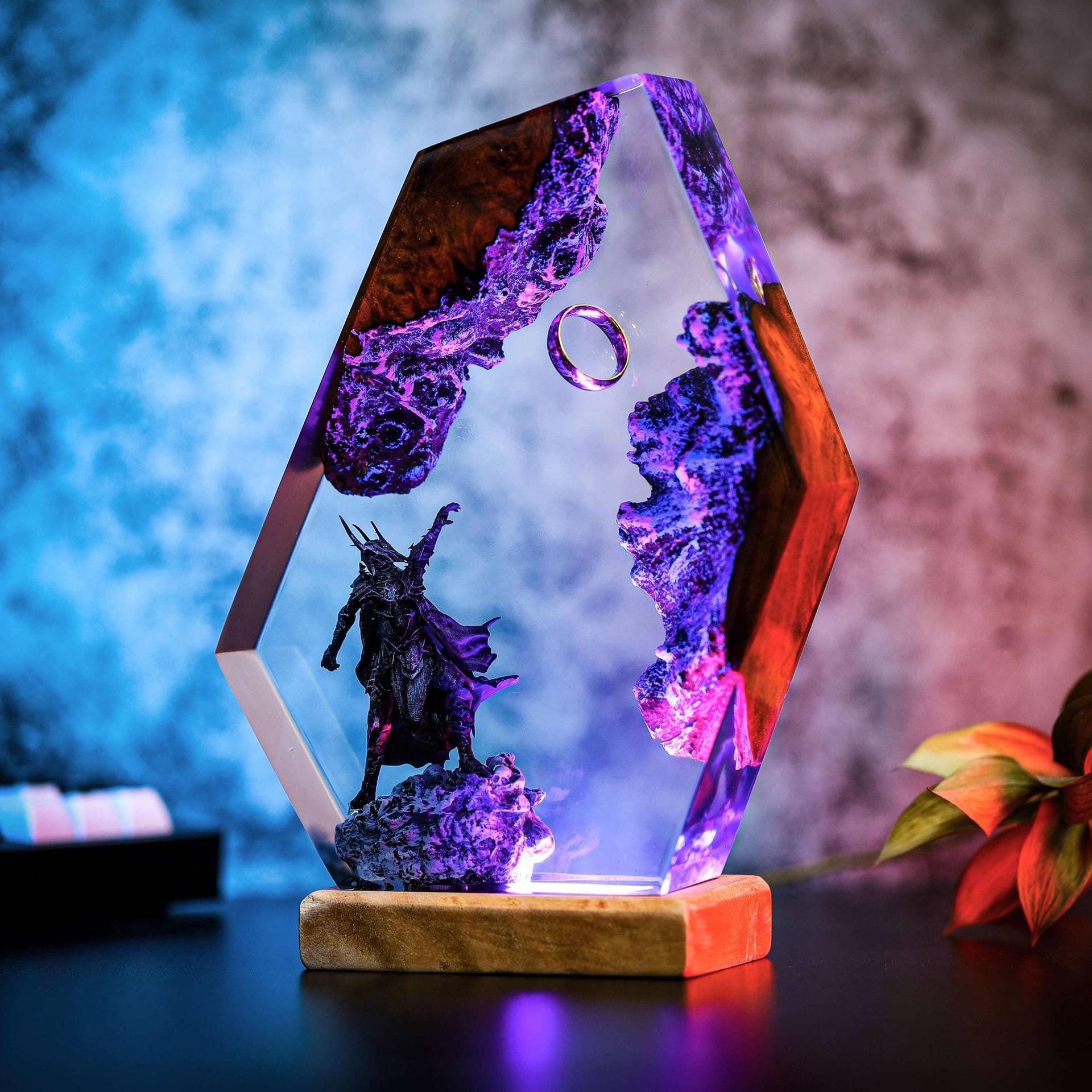 Amazon Hot Sale Lord of the Ring Night Light Dark Lord of the Ring Decoration Epoxy Light Decoration Regalo de cumpleaños creativo