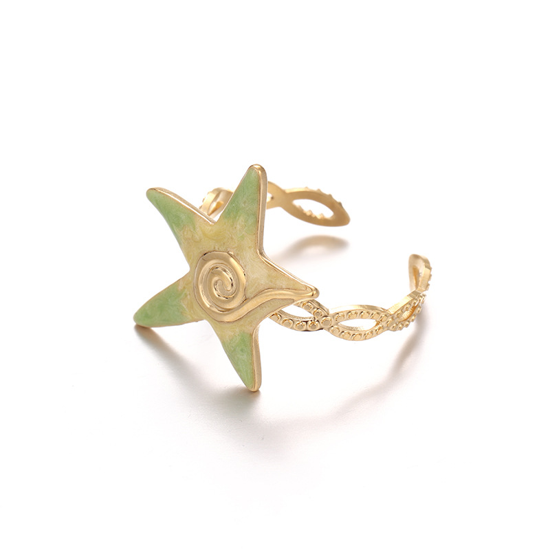 TENA estrellas de mar transfronterizas de acero inoxidable goteo de aceite anillo de rosca de mar nicho serie de mar in viento joyas mujeres