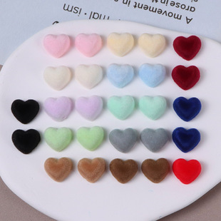 14mm Sweet, Fresh and Versatile Flocked Plush Heart Heart Patch Hairpin Headwear Earrings DIY Jewelry Accessories