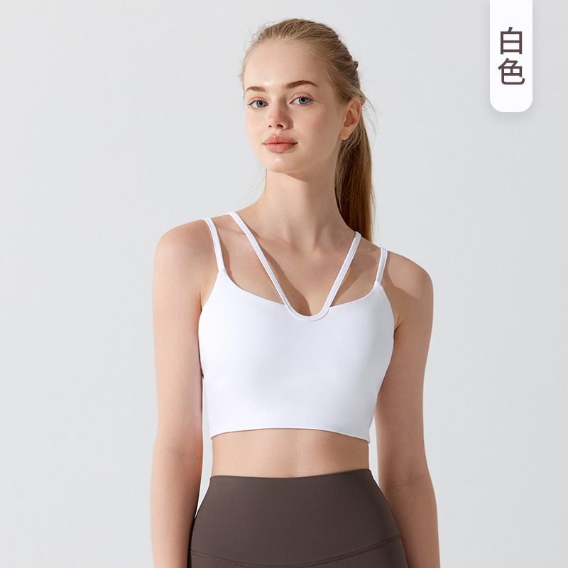 Nuevo sujetador de yoga absorbente de golpes ropa interior deportiva Chaleco de fitness de mujer belleza correa trasera Lycra ropa de Yoga de verano desnuda