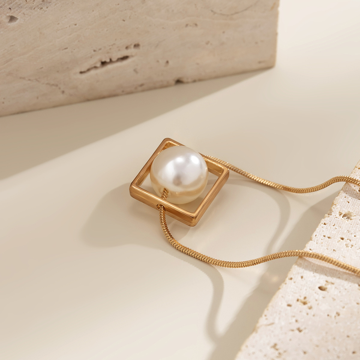 Fashion Square Copper Choker Pearl Copper Necklaces