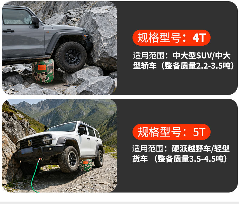 Customized inflatable 0kg top horizontal-type vehicle airbag for off-road vehicles, small cars, emergency rescue, portable 0kg top