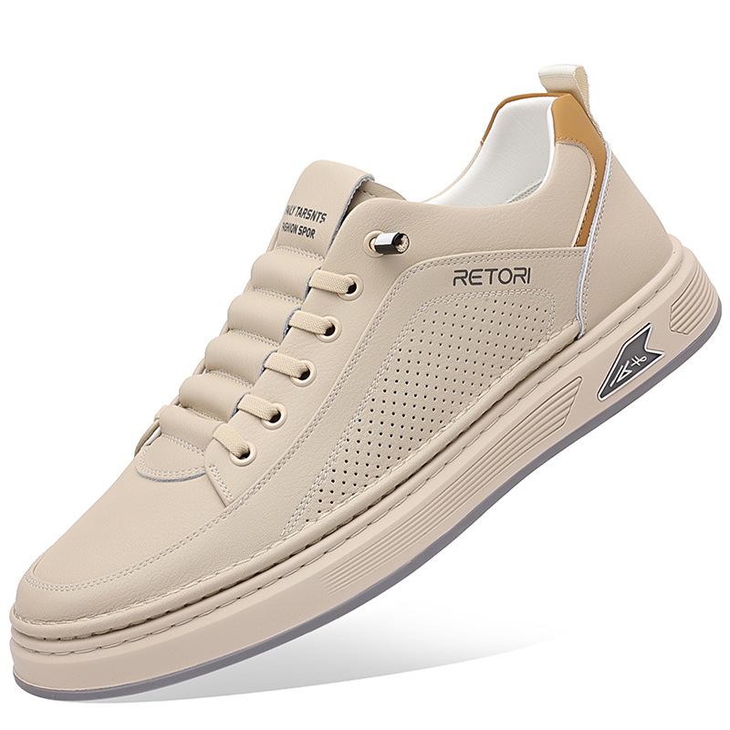 Nuevos zapatos blancos para hombres, zapatos de punta herméticos y transpirables de verano, zapatos casuales de moda para hombres, zapatos para hombres al por mayor