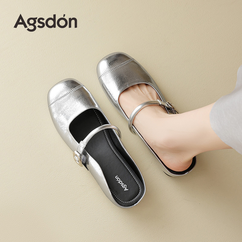 Sandalias Aogushiden de punta abierta para mujer, estilo nuevo primavera 2026, sandalias plateadas de tacón bajo, perfectas para combinar con vestidos, a la moda.