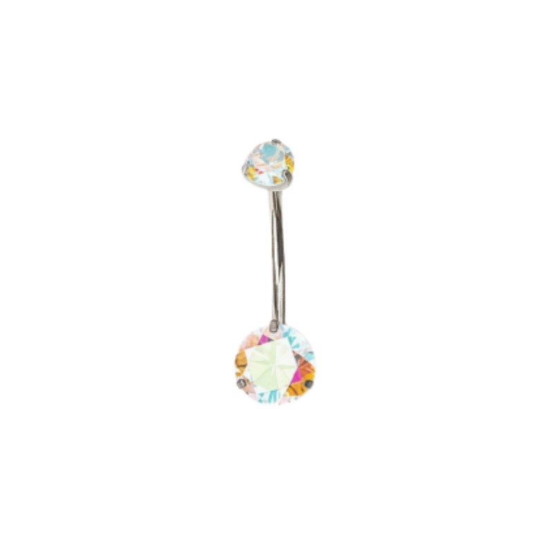 G23 Titanium Three-Prong Double-Head Zircon Internal Thread Navel Ring - Super Shiny Round CZ Belly Button Jewelry detail image 14