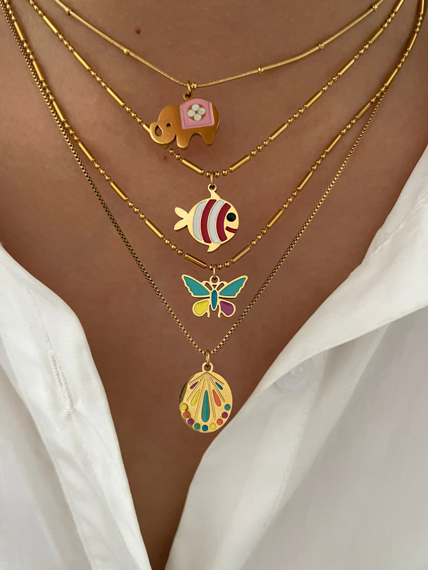 8g Weight 316L Stainless Steel Pendant Material Pendant Necklace Classification 316L Stainless Steel Insect Waterproof Non Tarnish Surgical Steel Cute Pendant Necklace For Women's