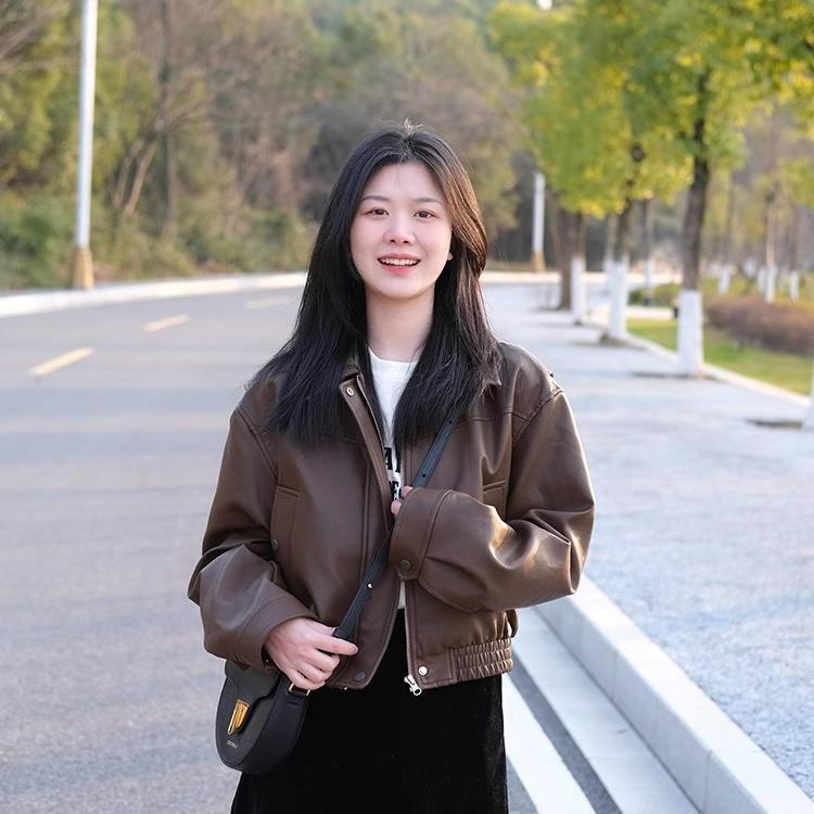Brown Leather Jacket Women's Short 2025 New Style This Year's Trendy Small Maillard Pu Leather Jacket Black