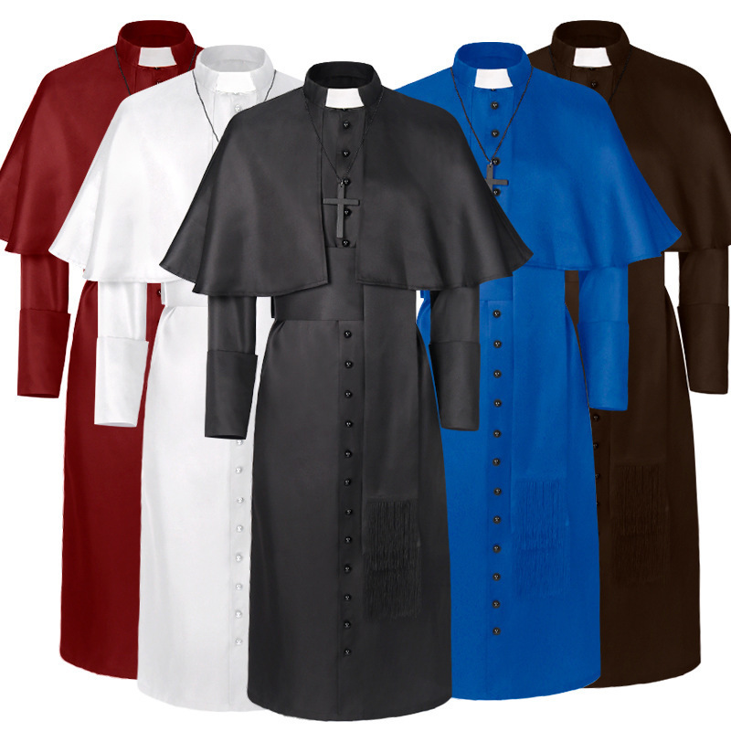 Halloween Medieval Priest Robe Cross Shawl Cosplay Costume Stage Play Role-Playing Outfit Halloween Medieval Priest Robe Cross Shawl Cosplay Costume Stage Play Role-Playing Outfit