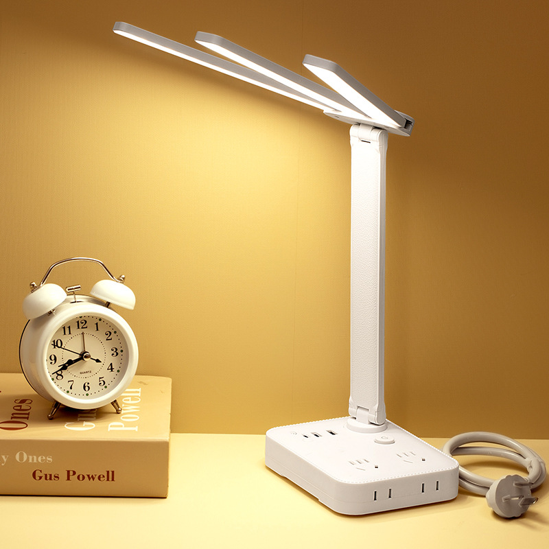 多功能阅读台灯学习专用插电护眼书桌学生宿舍床头灯带插座