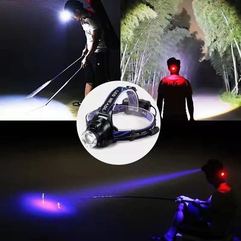 Fuerte luz faro inducción carga impermeable Super brillante tiro largo LED linterna montada en la cabeza pesca nocturna pesca lámpara de minero