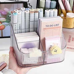 Transparent pen holder organizer acrylic pen bucket marker storage box desk learning supplies for boys bookshelf improvement