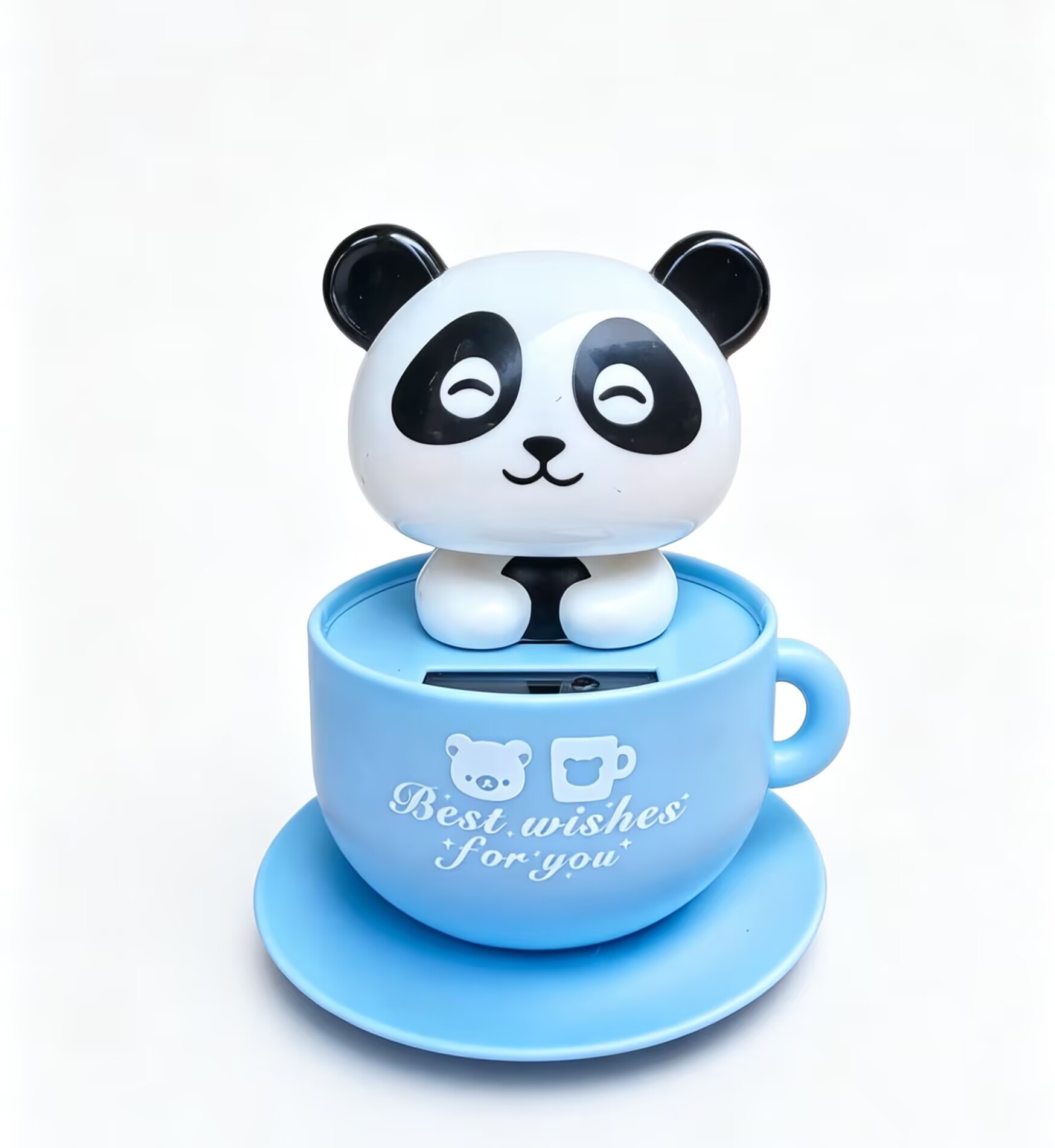Solar-Powered Panda Bobblehead Ornament, Cute Cartoon Car Interior Creative Decoration, New Model Nodding Doll for Car