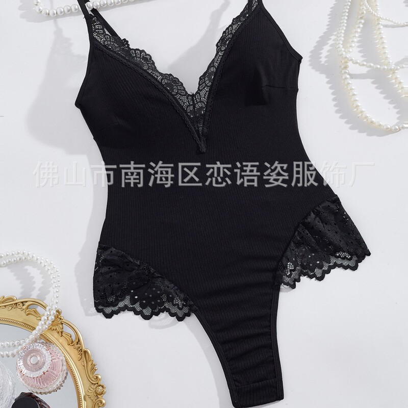 Clearance Sale/Cross-Border Hot-Selling Sexy Backless Bodysuit with Lace Trim, Pure Desire Style, Alluring Lingerie