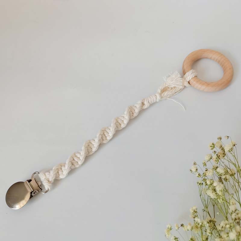 Nuevo bebé suministros plana pezón clip DIY bebé creativo hecho a mano tejido de algodón cuerda pezón cadena pezón cuerda