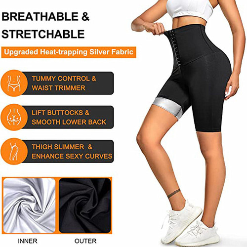 Women's High-Waisted Shaping Leggings, Exercise Sweaty Tummy-Tuck and Buttock Slimming Fitness Leggings, Sauna Bodysuit, Body Shaping Yoga Pants