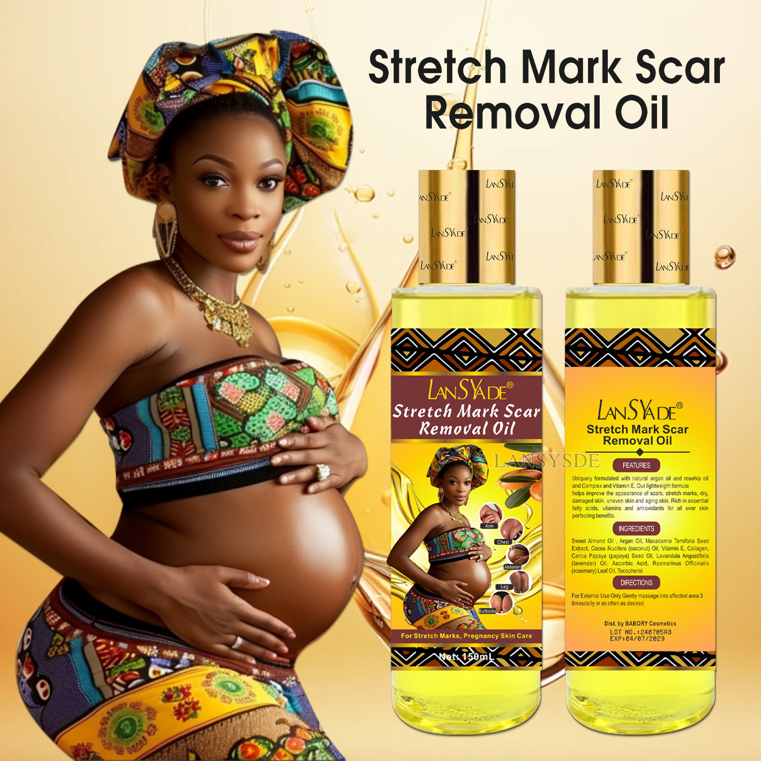 Cross-Border Stretch Mark Oil Fades Melanin, Pregnant Women's Oil Moisturizes and Lightens Lines, Repairs Essential Oil 150ml